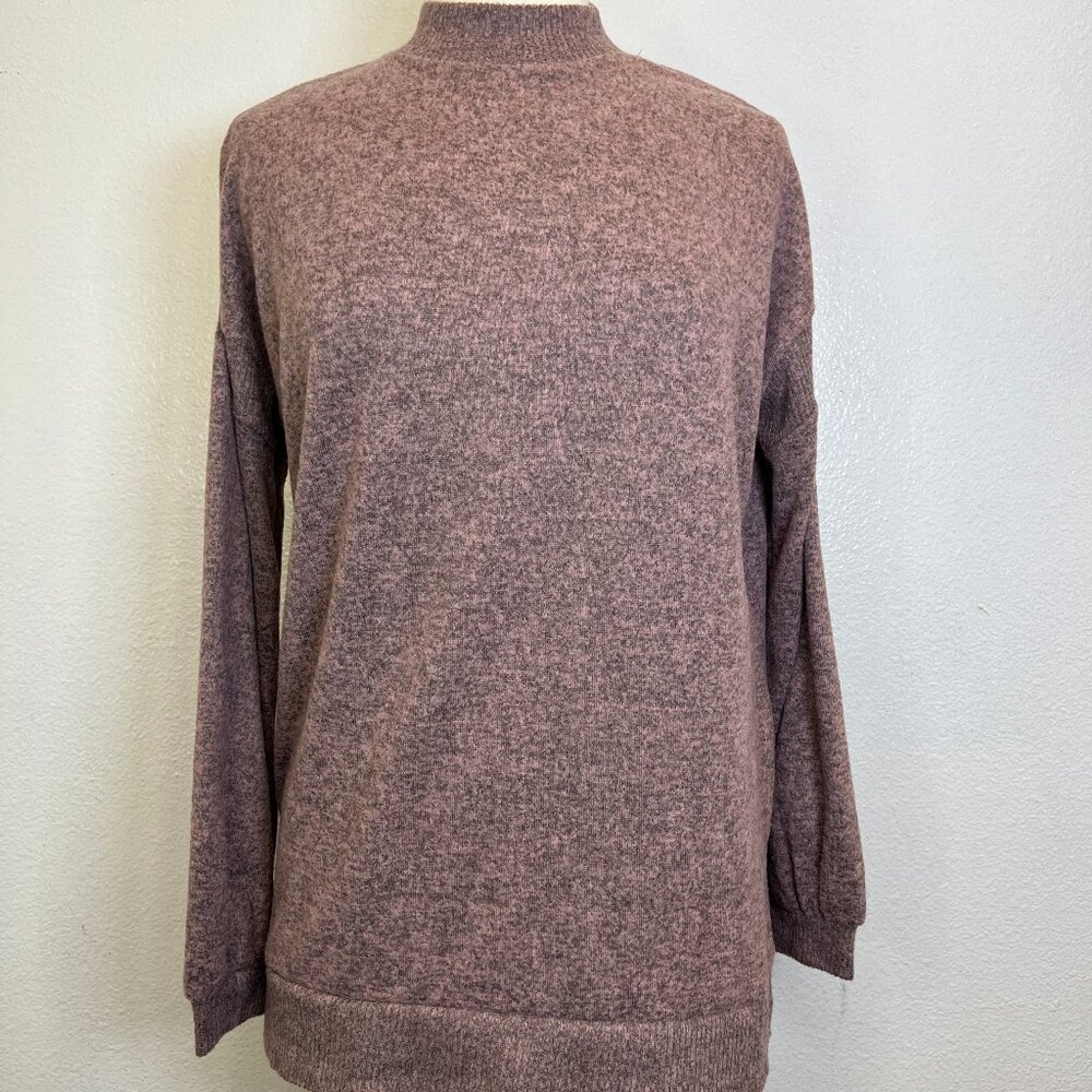 C&C California Sweater Heather Pink Casual Long Sleeves Mock Neck Size Medium